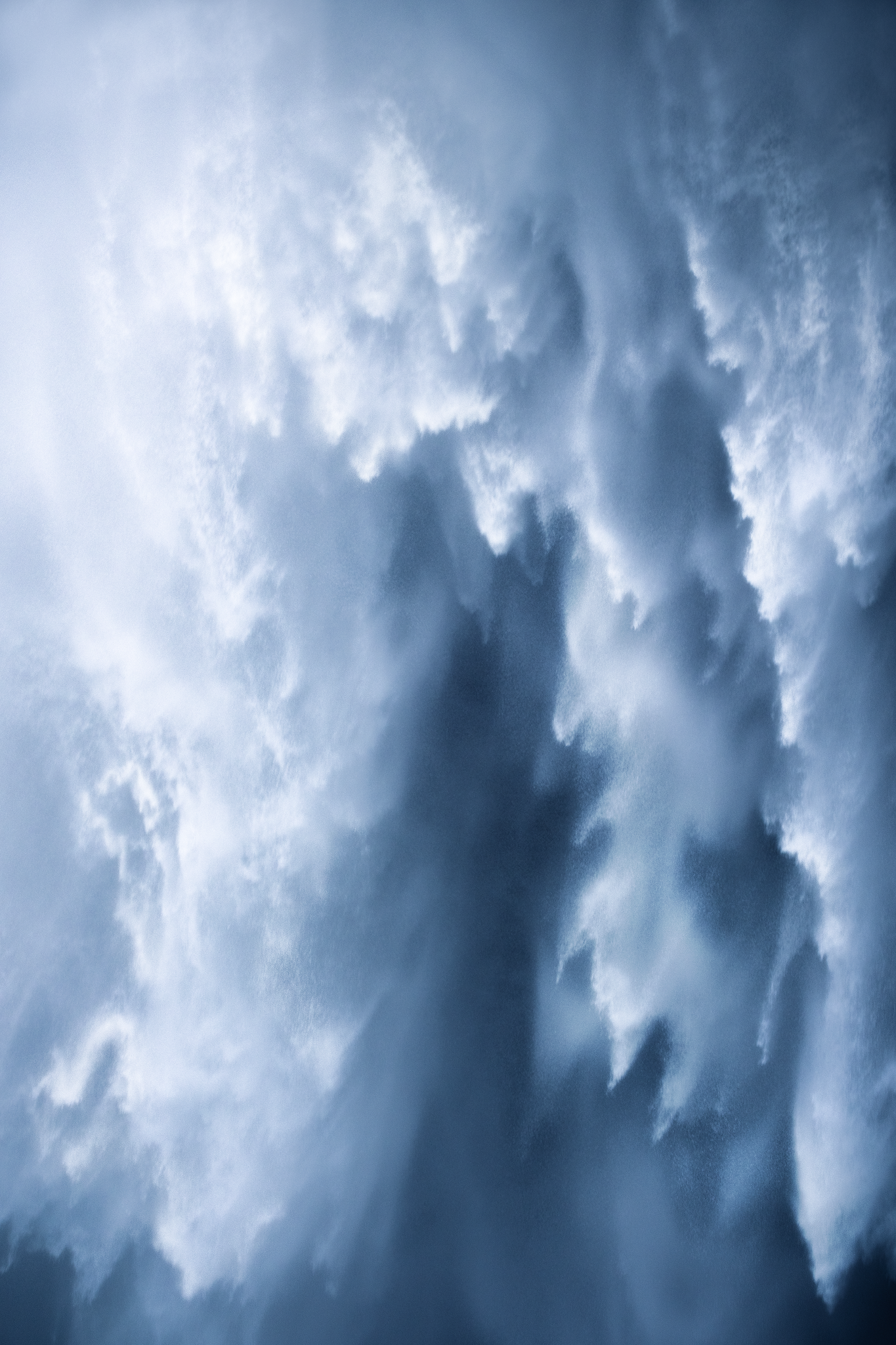 Abstract vertical detail of sculpted blue ice in Iceland